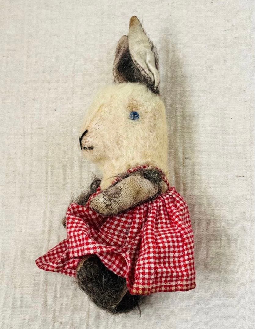 アンティークヴィンテージ英国製小さなうさぎバニーぬいぐるみテディベアビスクドール