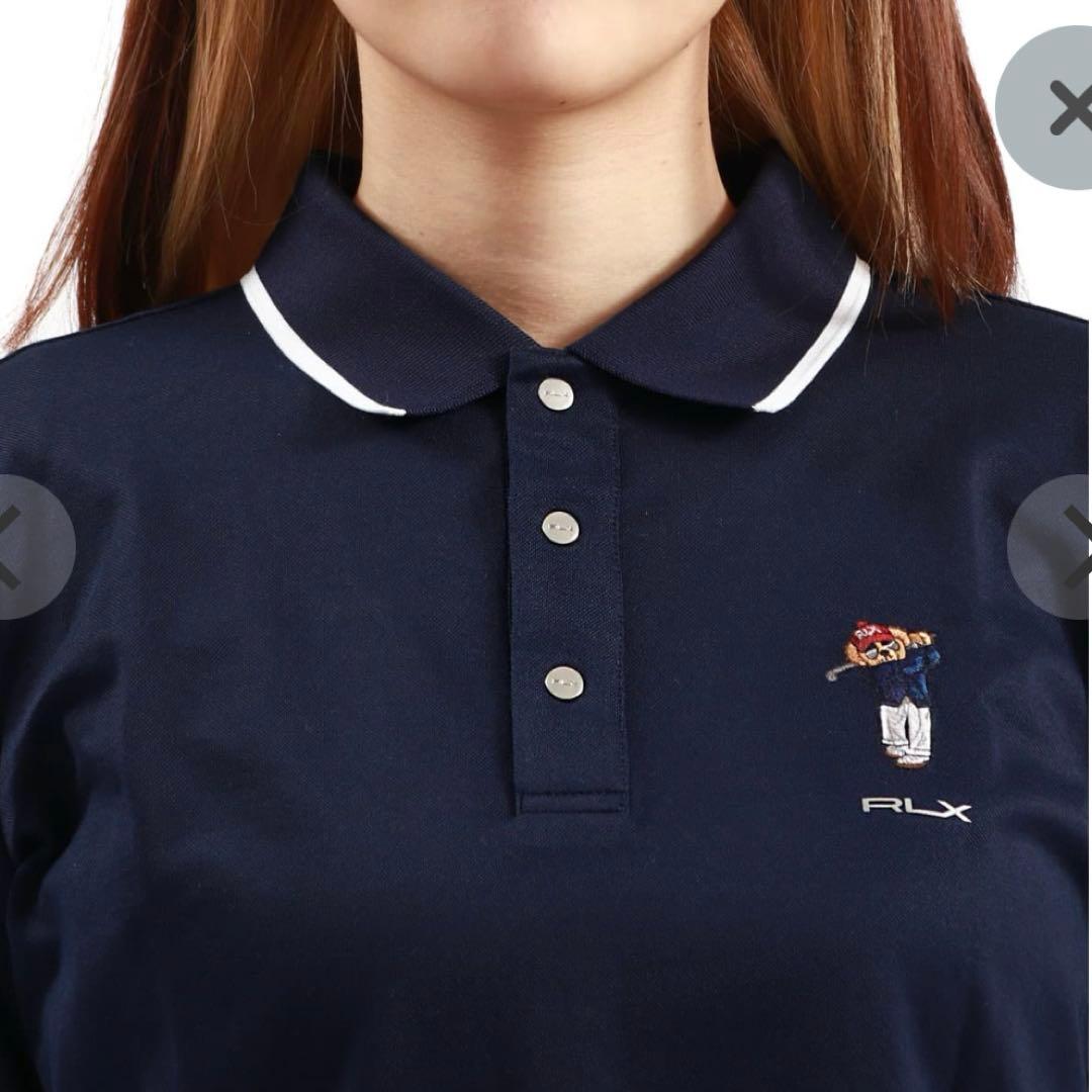 【美品】ラルフローレン RLX 長袖ポロシャツ ポロベア 刺繍 M 紺