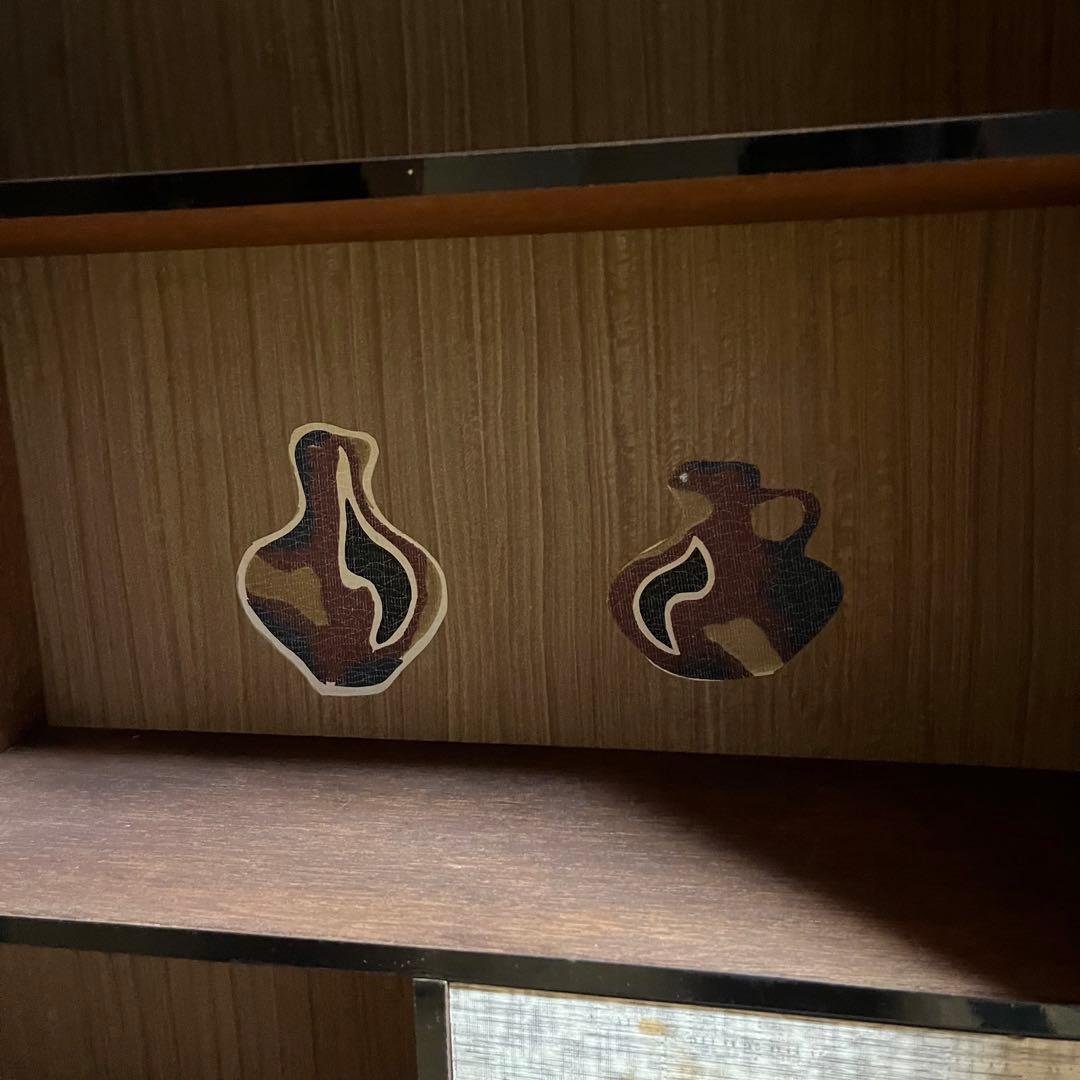 9/10まで！　昭和レトロ　キャビネット　彫りガラス　引き出し付き