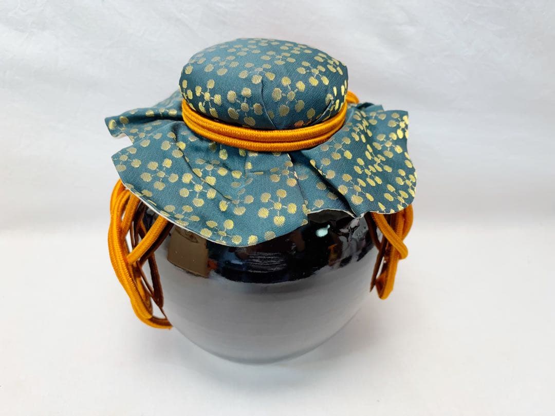 ほぼ未使用 茶道具 平安 山川厳造 茶壺 飾壺 正絹 飾網紐付 四つ耳壷 共箱