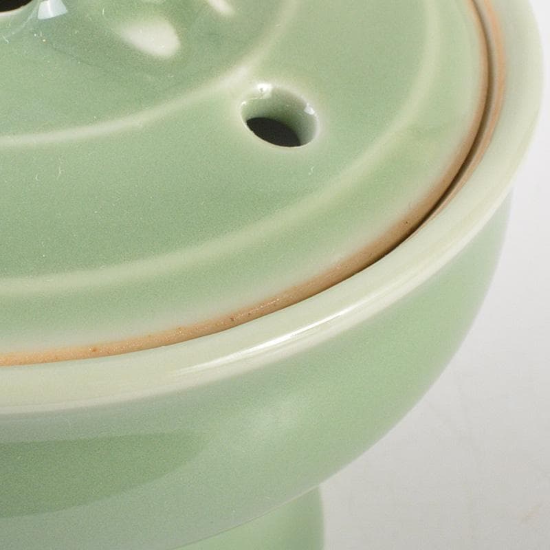 茶道具　京焼　清水焼　平安　加藤渓山作　天龍寺青磁　辰香炉　共箱　C　6585