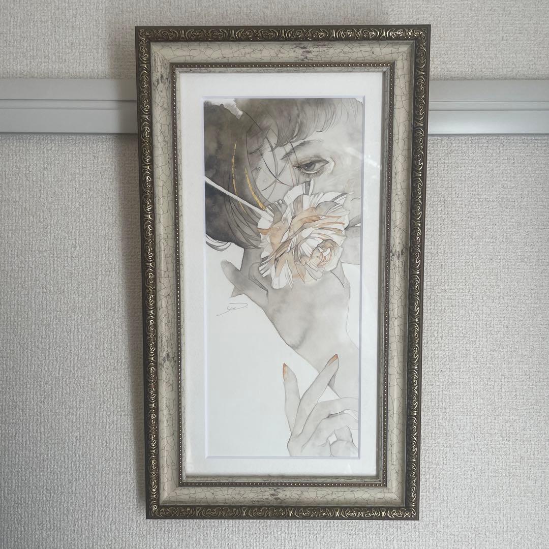 【一点物定価約¥70,000】 原画　イラスト　yue 水彩画　水墨画　Art