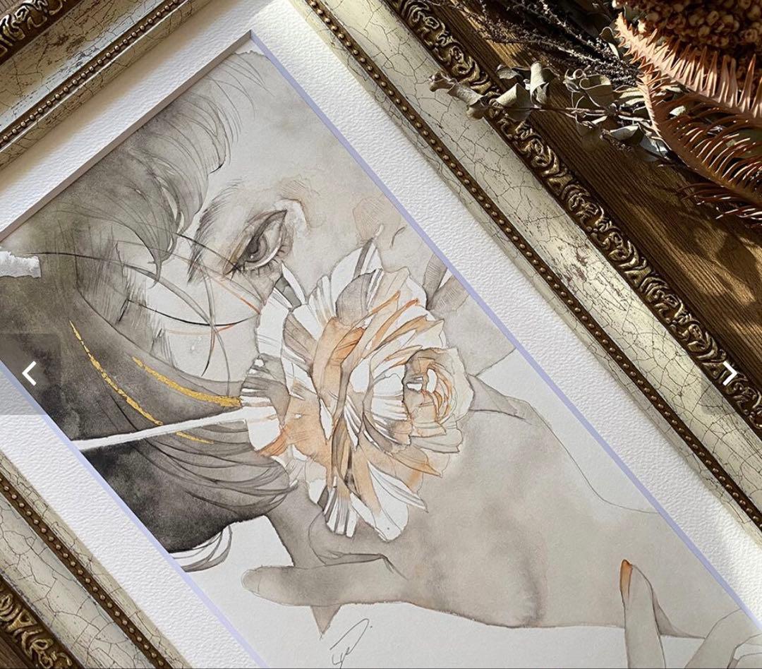 【一点物定価約¥70,000】 原画　イラスト　yue 水彩画　水墨画　Art