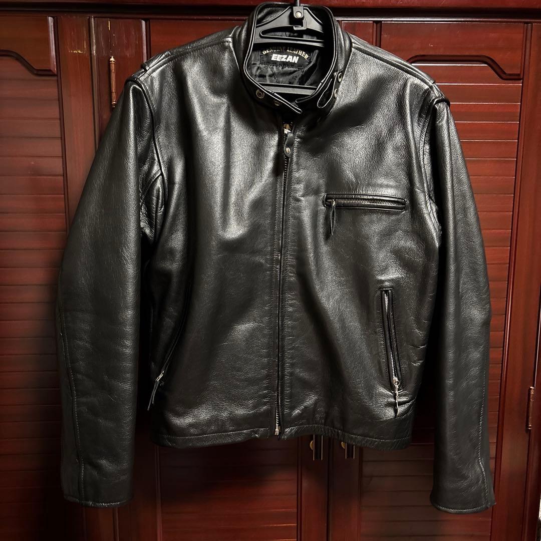 本革シングルライダースジャケット・sizeL(44) ブラック