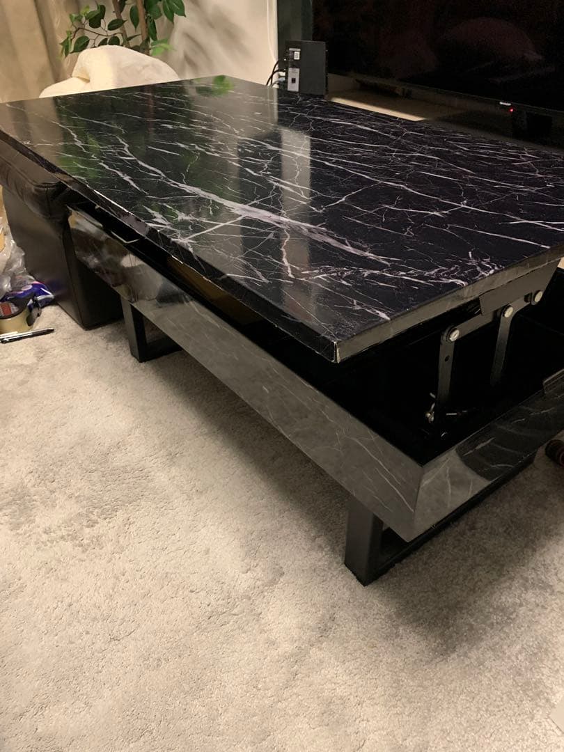 天板昇降式センターテーブル 幅100cm ブラック