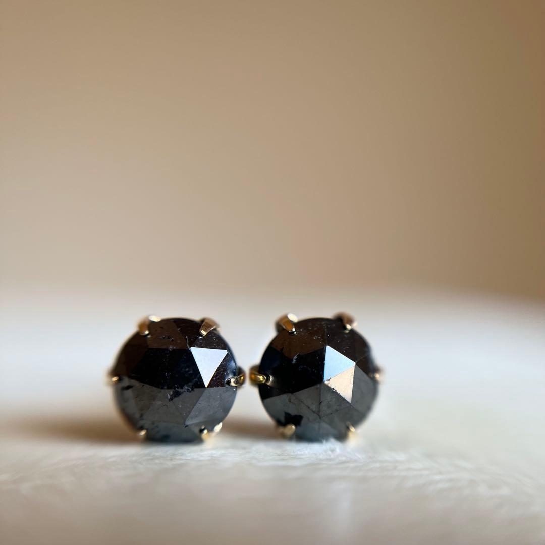 K18 大粒♪天然ブラックダイヤモンド 1.80ct ピアス　レディースメンズ