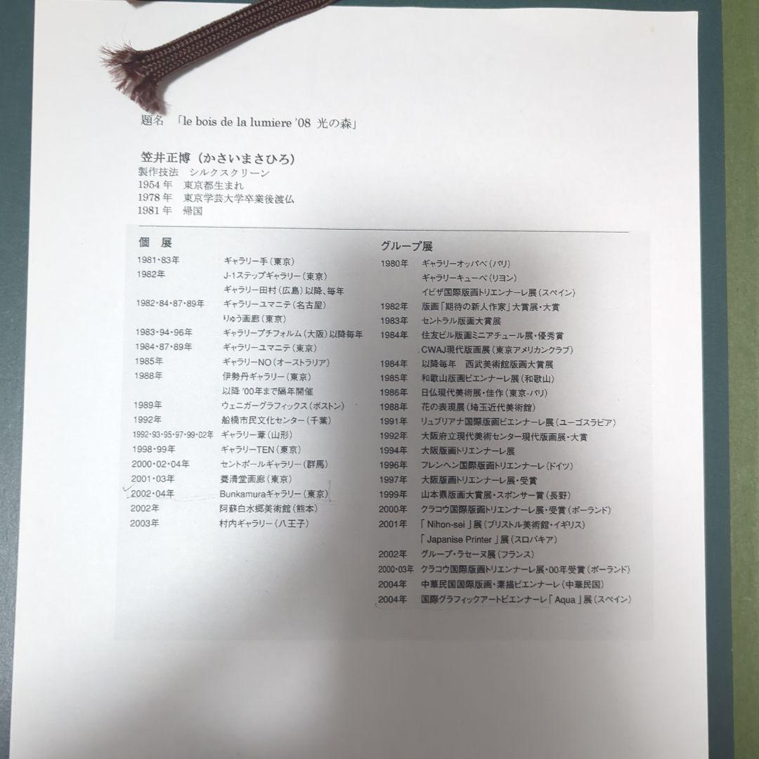 【美品】笠井 正博 光の森 08大型