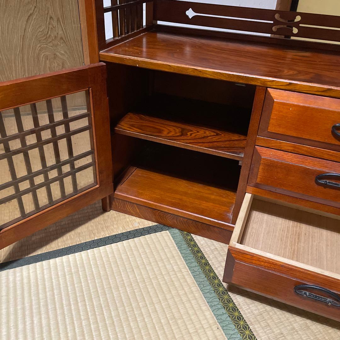 カリモク家具 茶箪笥 収納棚 飾り棚 ケヤキ