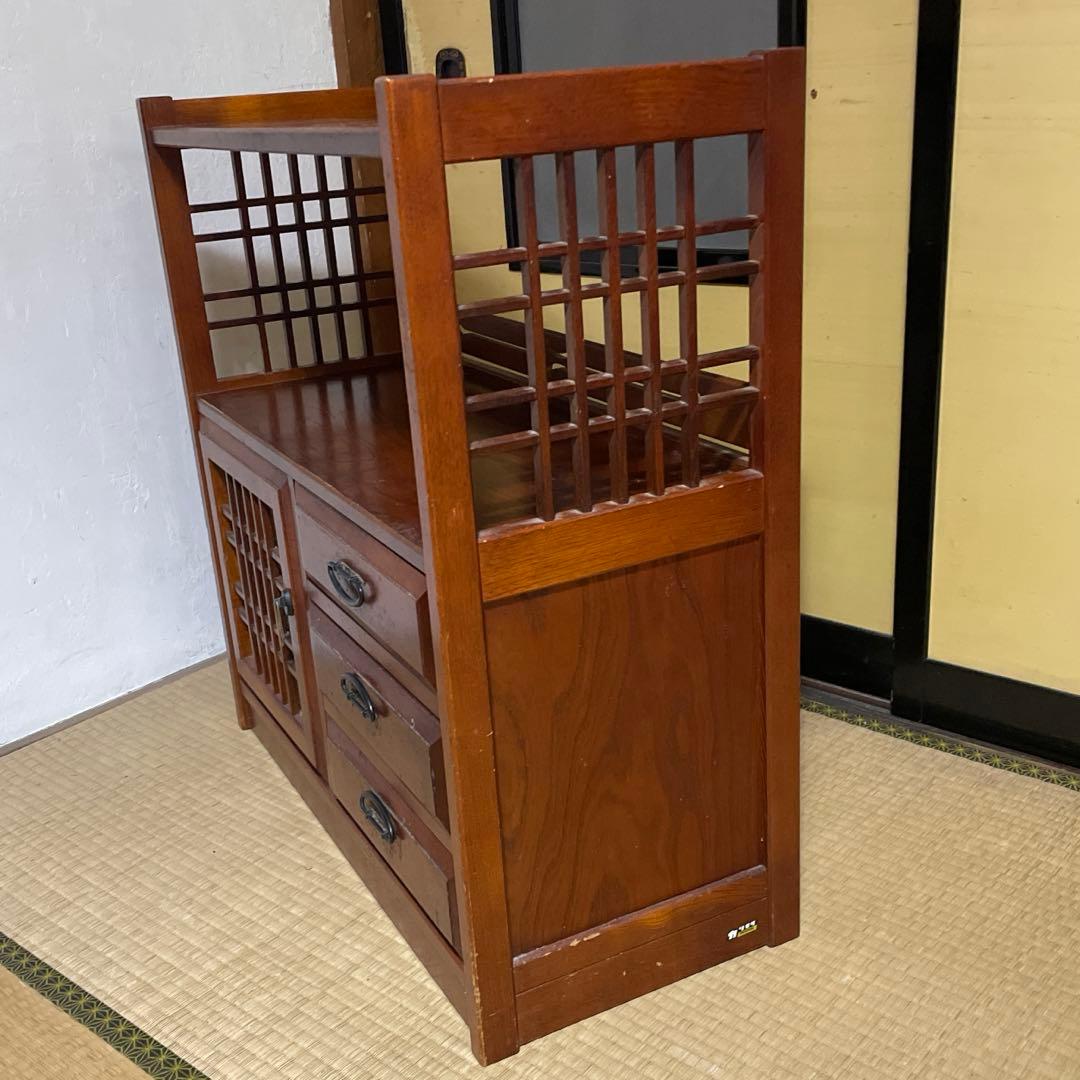 カリモク家具 茶箪笥 収納棚 飾り棚 ケヤキ