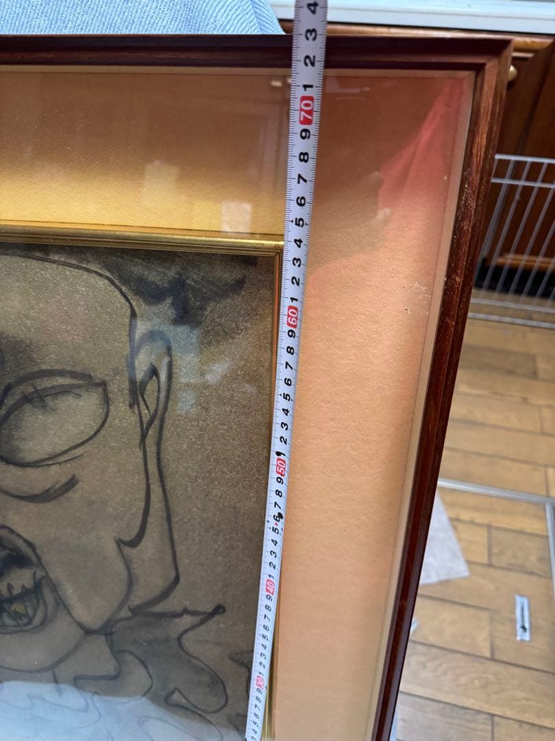 古田安　水墨画 ？木製フレーム