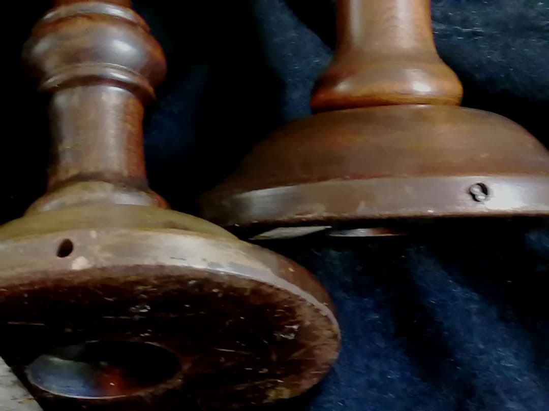 松本民芸 ミズメザクラ 無垢材 アンティークD型 木製スタンドのみ2本セット