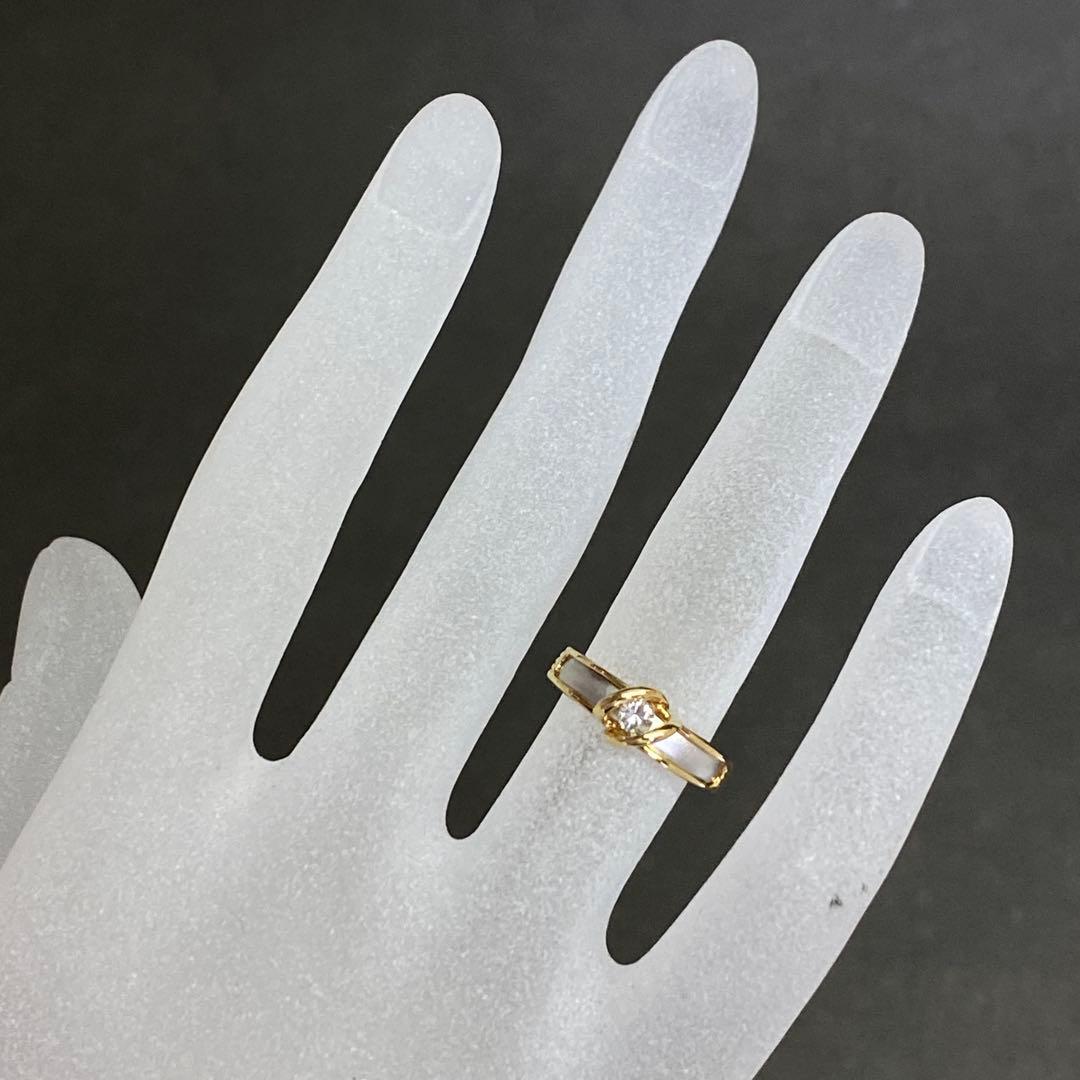 K18Pt900　ダイヤモンドリング　D0.10ct　サイズ11.8号　コンビ