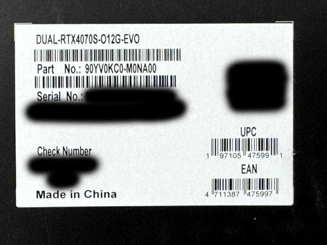 【中古】ASUS Dual RTX 4070 super OC 12GB