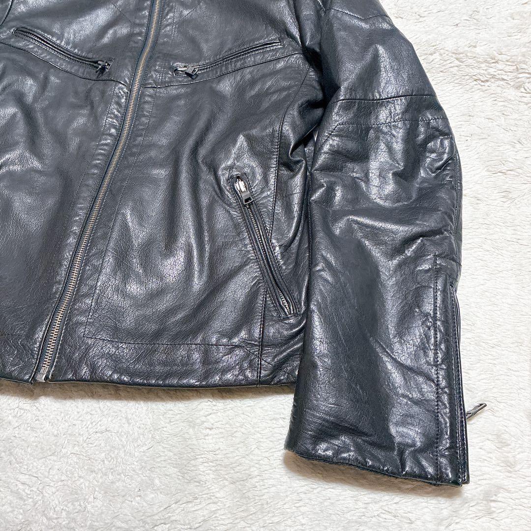 A|X アルマーニエクスチェンジ　黒 シングルライダースジャケット カシミヤ