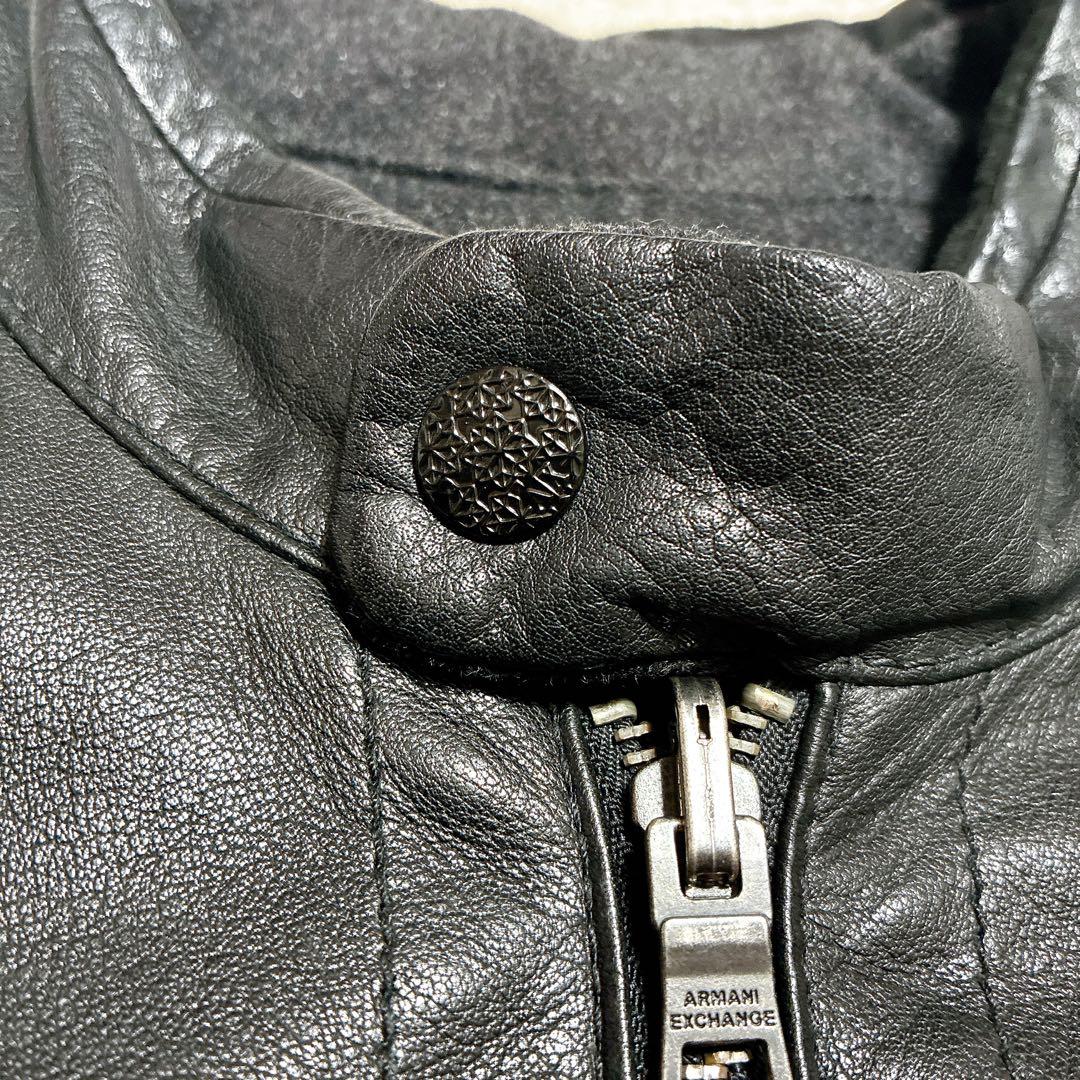 A|X アルマーニエクスチェンジ　黒 シングルライダースジャケット カシミヤ