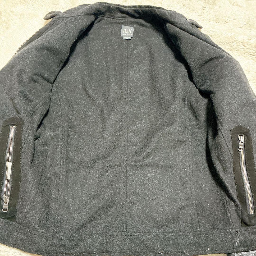 A|X アルマーニエクスチェンジ　黒 シングルライダースジャケット カシミヤ