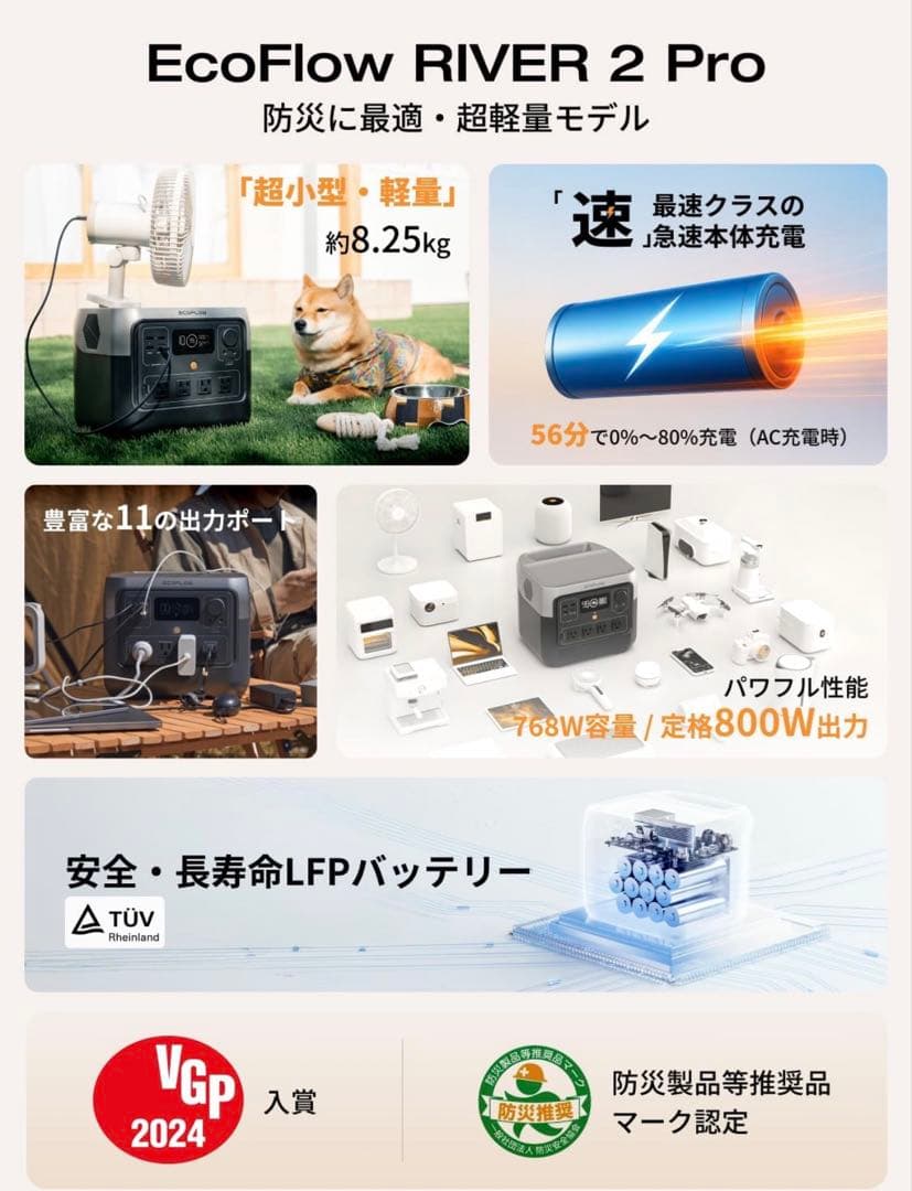 【新品】EcoFlow  2 Pro + 220Wソーラーパネルセット