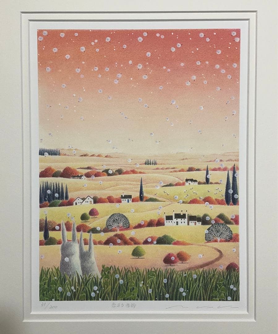 絵画・額縁・版画・渡辺 美香子・新品未使用・恋する季節・美術品・インテリア・雑貨