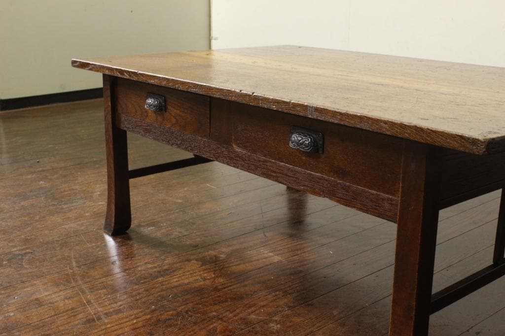 古い文机！抽斗2杯！和室時代箪笥テーブルローボードテレビ台カフェ店舗古家具