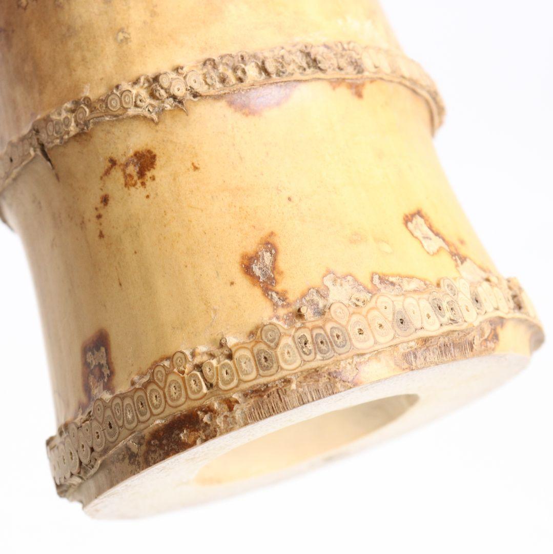 黒田正玄作 竹一重切花生 竹花入 裏千家十五代鵬雲斎書 茶道具　AZ751　DD