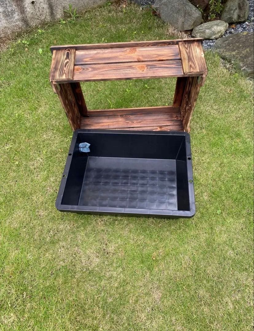 《木枠カバー Bタイプ 36L》 ビオトープ　トロ船約36L 付き　メダカ飼育