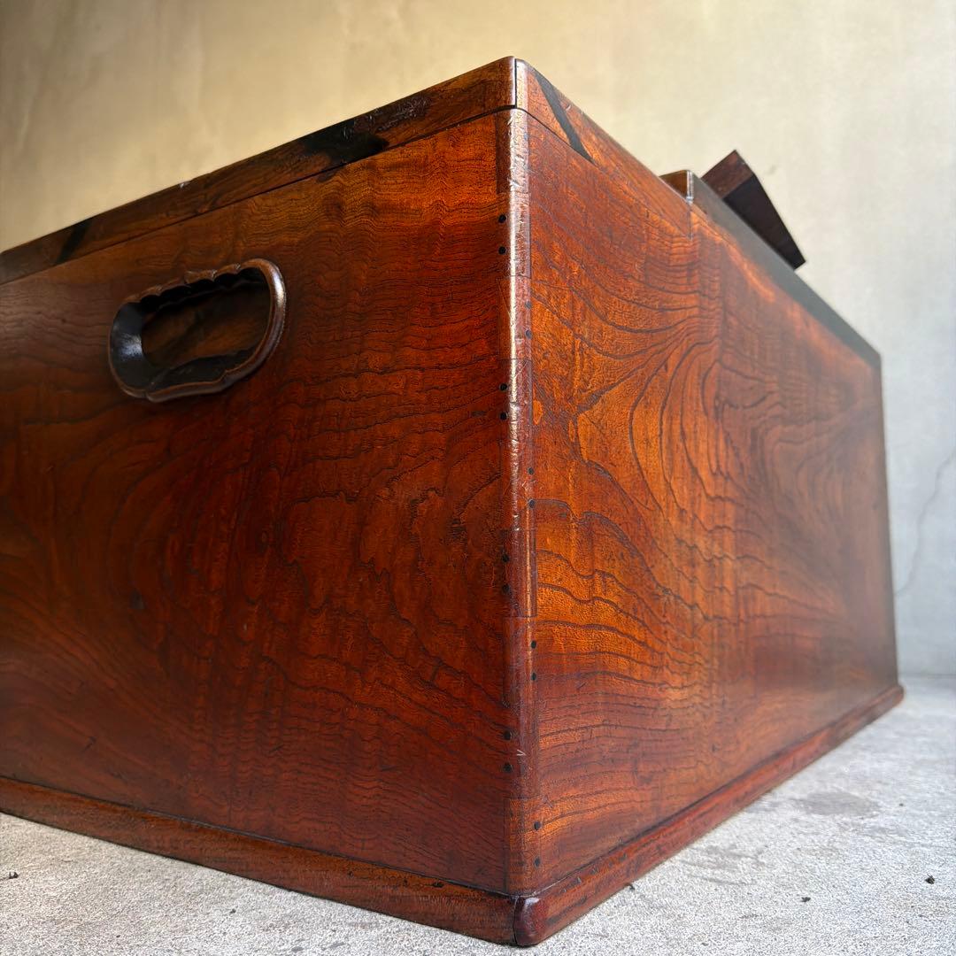 当時物　関東火鉢 欅 長火鉢　欅　黒柿　猫板　時代家具　アンティーク