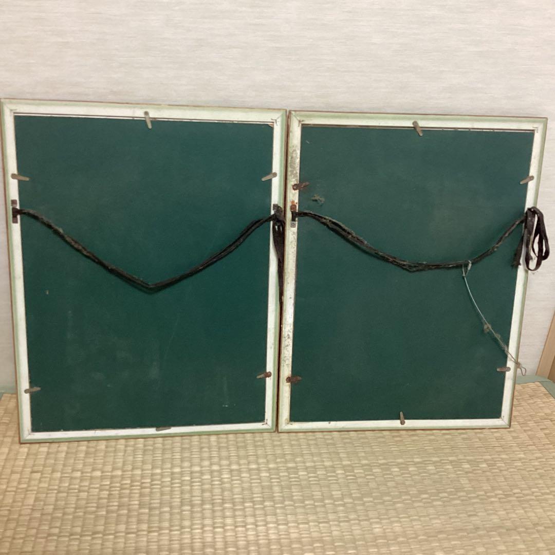 フランスアンティーク石版画2点セット フレーム付き