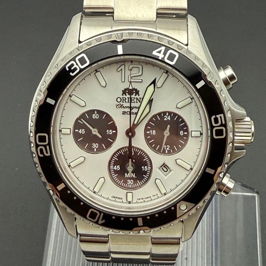 極美品/稼働品✨オリエント マコ 腕時計 クロノグラフ 防水 ソーラー メンズ