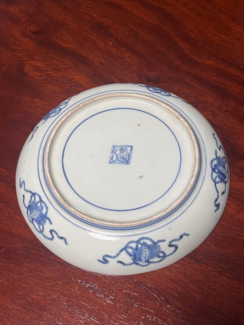 古伊万里　印判　無傷完品　中皿　紙刷　柿右衛門　渦福　角福　藍九谷　江戸中期