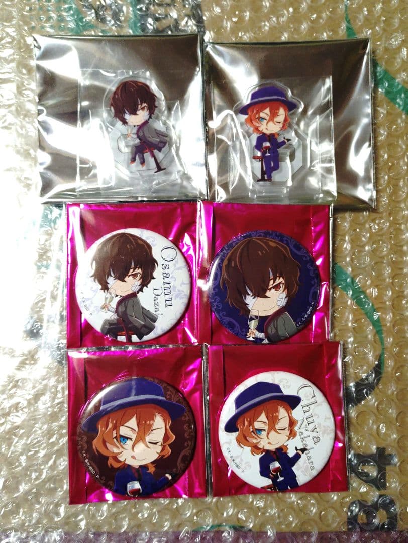 文豪ストレイドッグス　アクリルスタンド　缶バッジ　太宰　中也　AGF2022