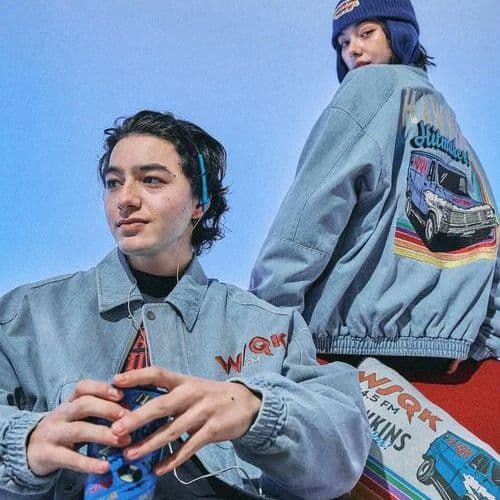 L STRANGER THINGS ライトブルー ジャケット