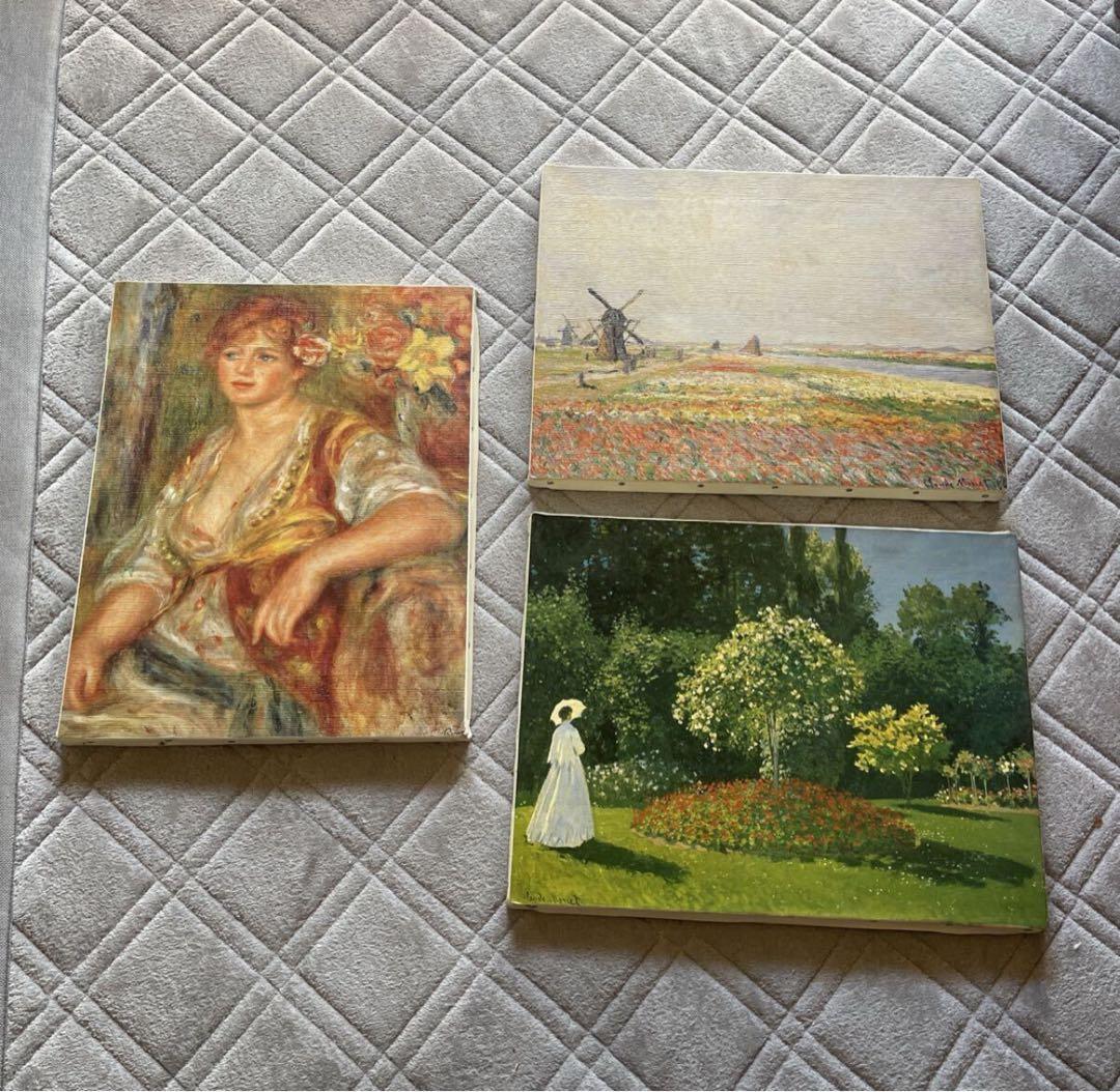 モネ　庭の女　ルノワール　複製画　モネとその仲間たち展　油彩　画布　木枠