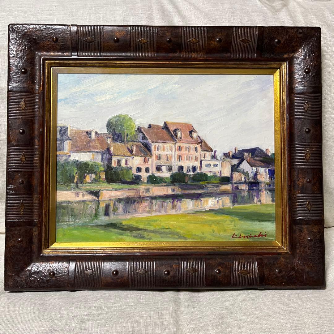 油彩  油絵  風景画  額縁付き  サイン有り  作者不詳  Ｆ6サイズ