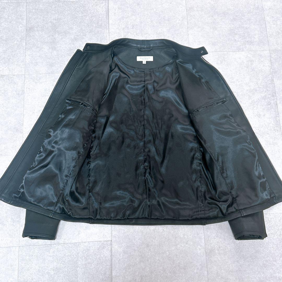 美品✨ 希少XL✨ユナイテッドアローズ シングルライダース ブラック 黒 羊革