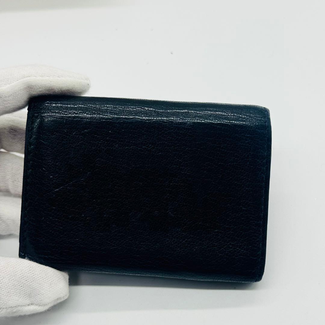 希少✨ミュウミュウ 三つ折り財布 リボン マドラス クリスタル ブラック