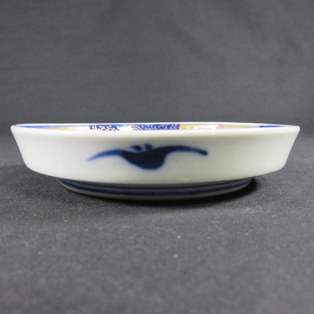 小皿 金彩 色絵 5枚 古伊万里 山水 取り皿 山 舟