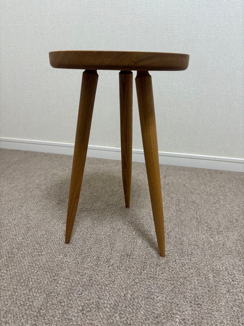 木製円形スツール 3本脚