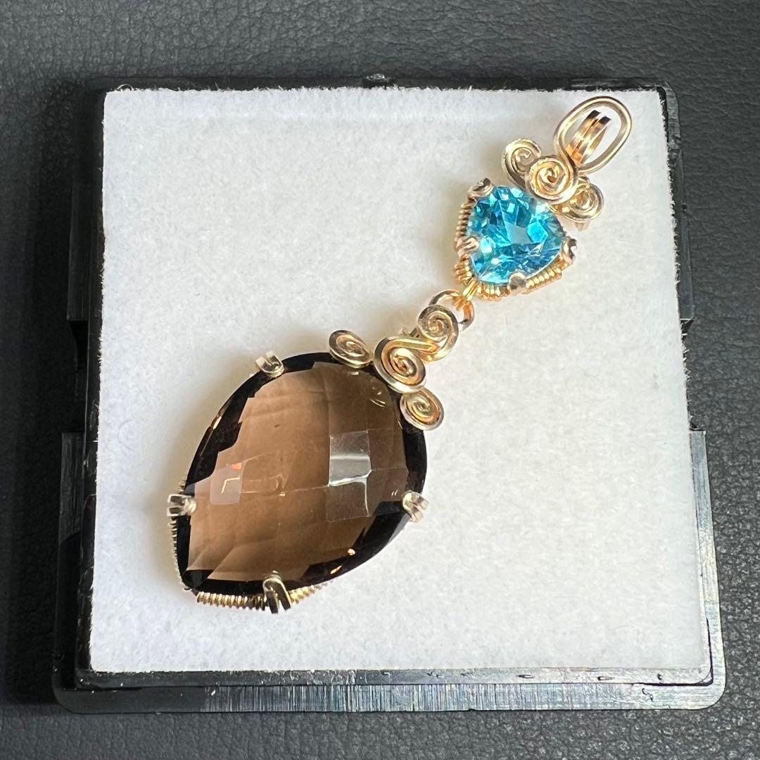 【for マリエモーン様】スイスブルートパーズ＆スモーキークォーツ