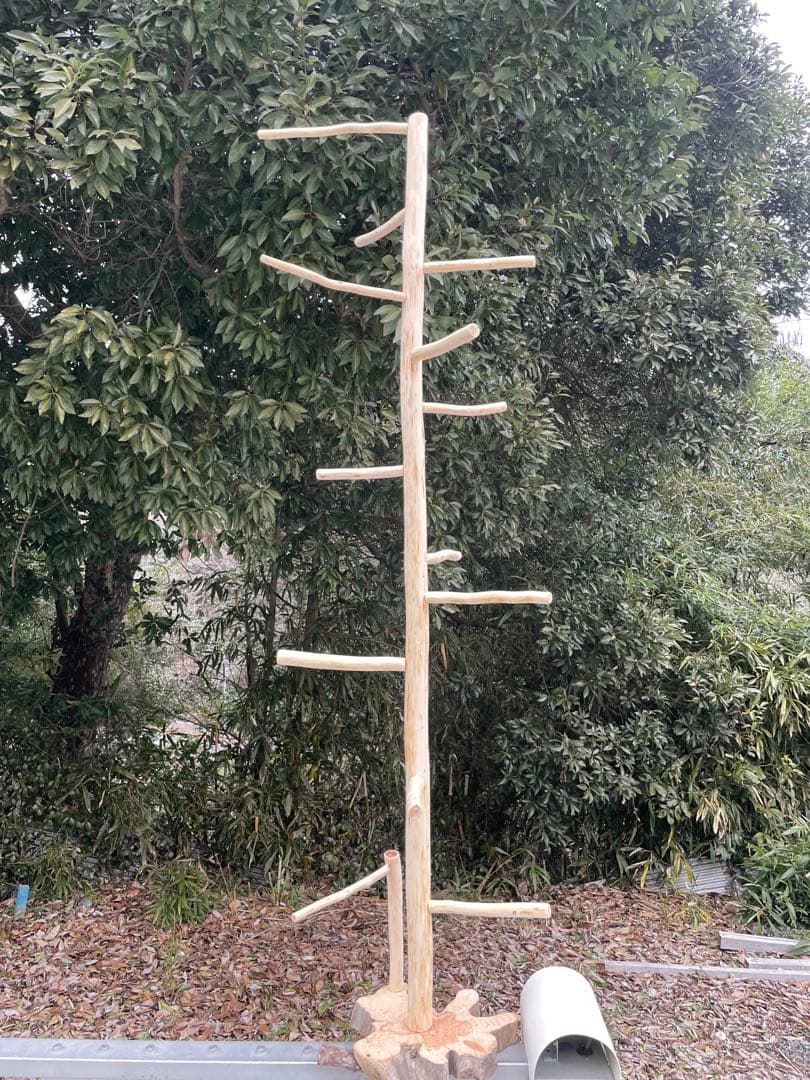 国産ヒノキ　鳥用止まり木　大型スタンド　約147センチ　中型インコ用