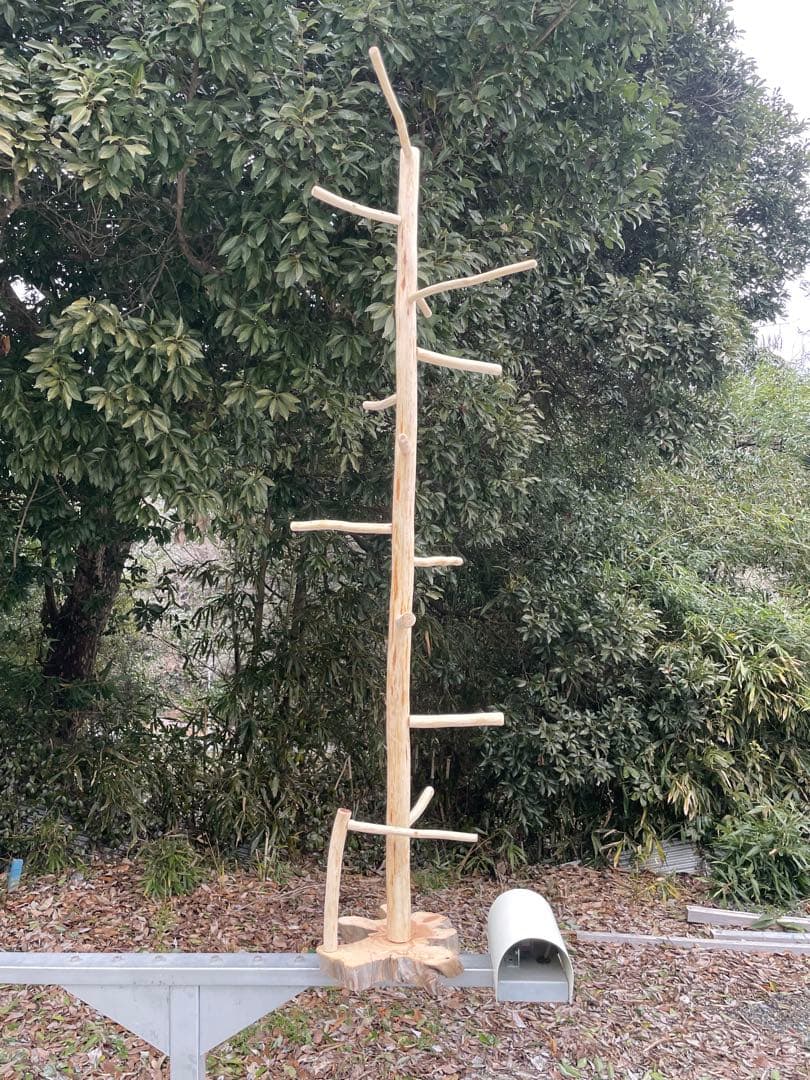 国産ヒノキ　鳥用止まり木　大型スタンド　約147センチ　中型インコ用