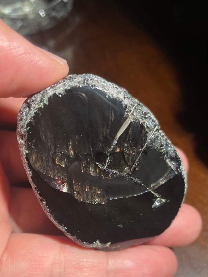 研磨品　十勝石玲瓏　スペシャルゴールデンレインボーオブシディアン