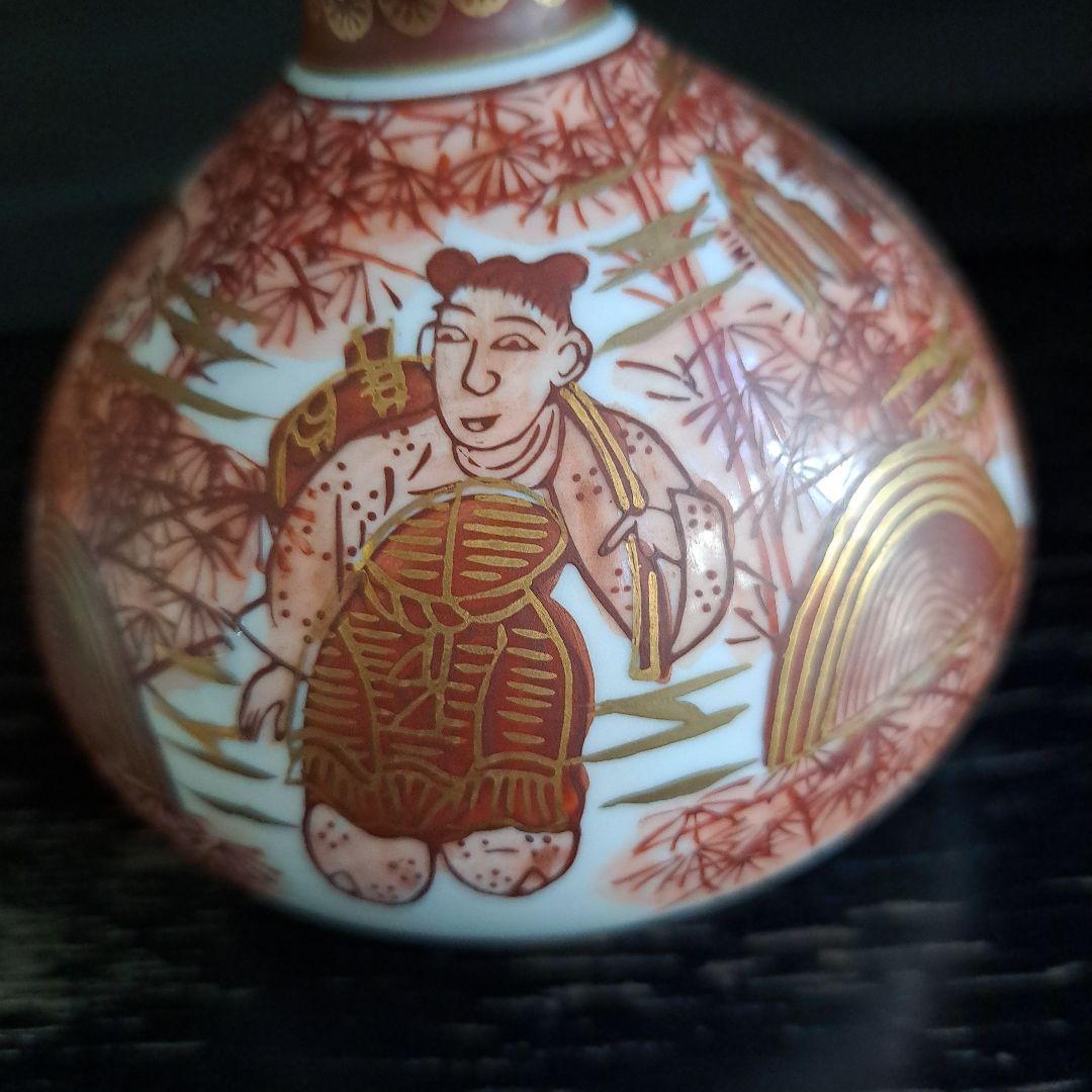 江戸中期　油壺　幻の湖東焼　赤絵金彩人物図　極上