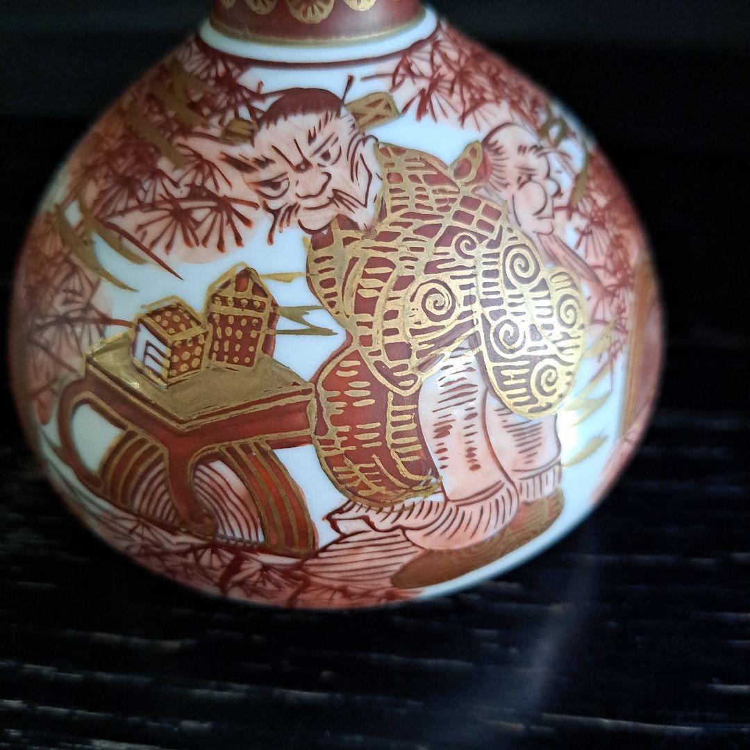 江戸中期　油壺　幻の湖東焼　赤絵金彩人物図　極上