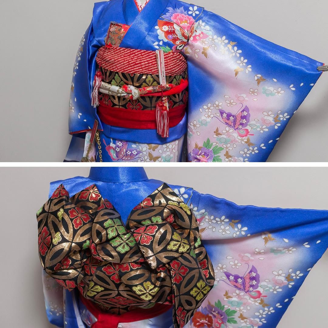 ぴ*ち様 【七五三7歳女の子】晴れ着フルセット・振袖一式・豪華・蝶柄×青地・７歳