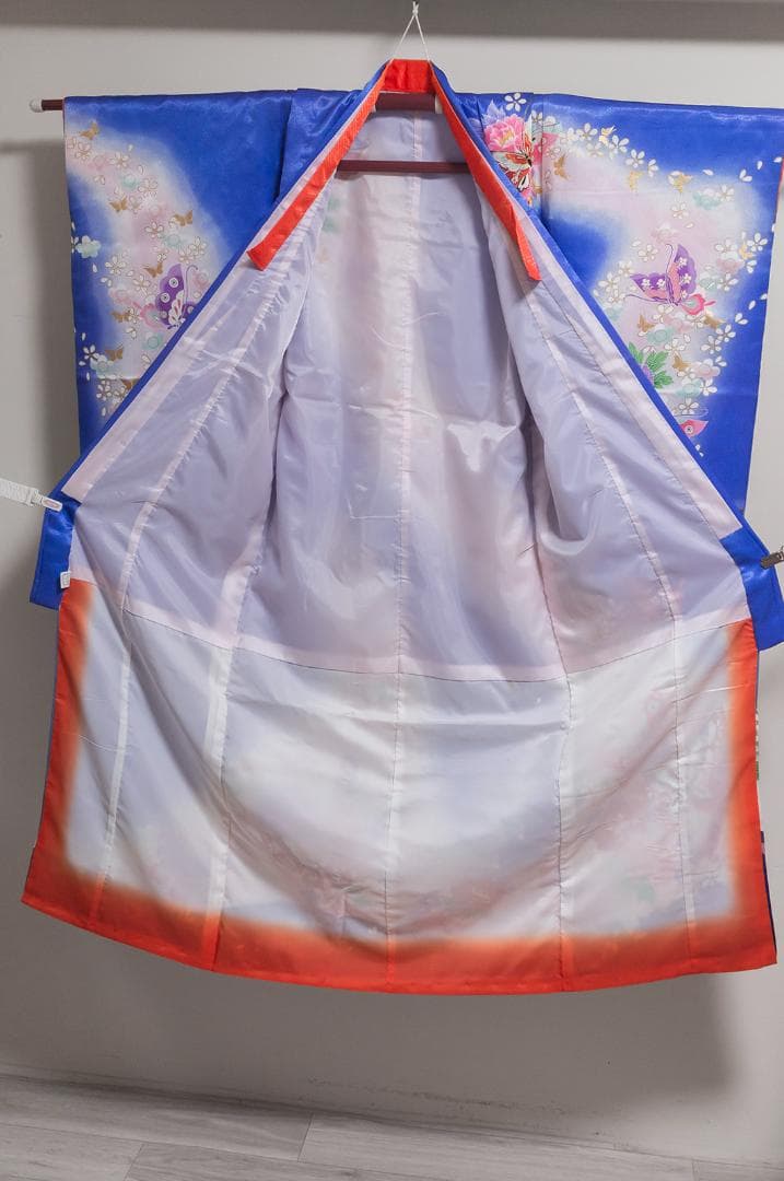 ぴ*ち様 【七五三7歳女の子】晴れ着フルセット・振袖一式・豪華・蝶柄×青地・７歳