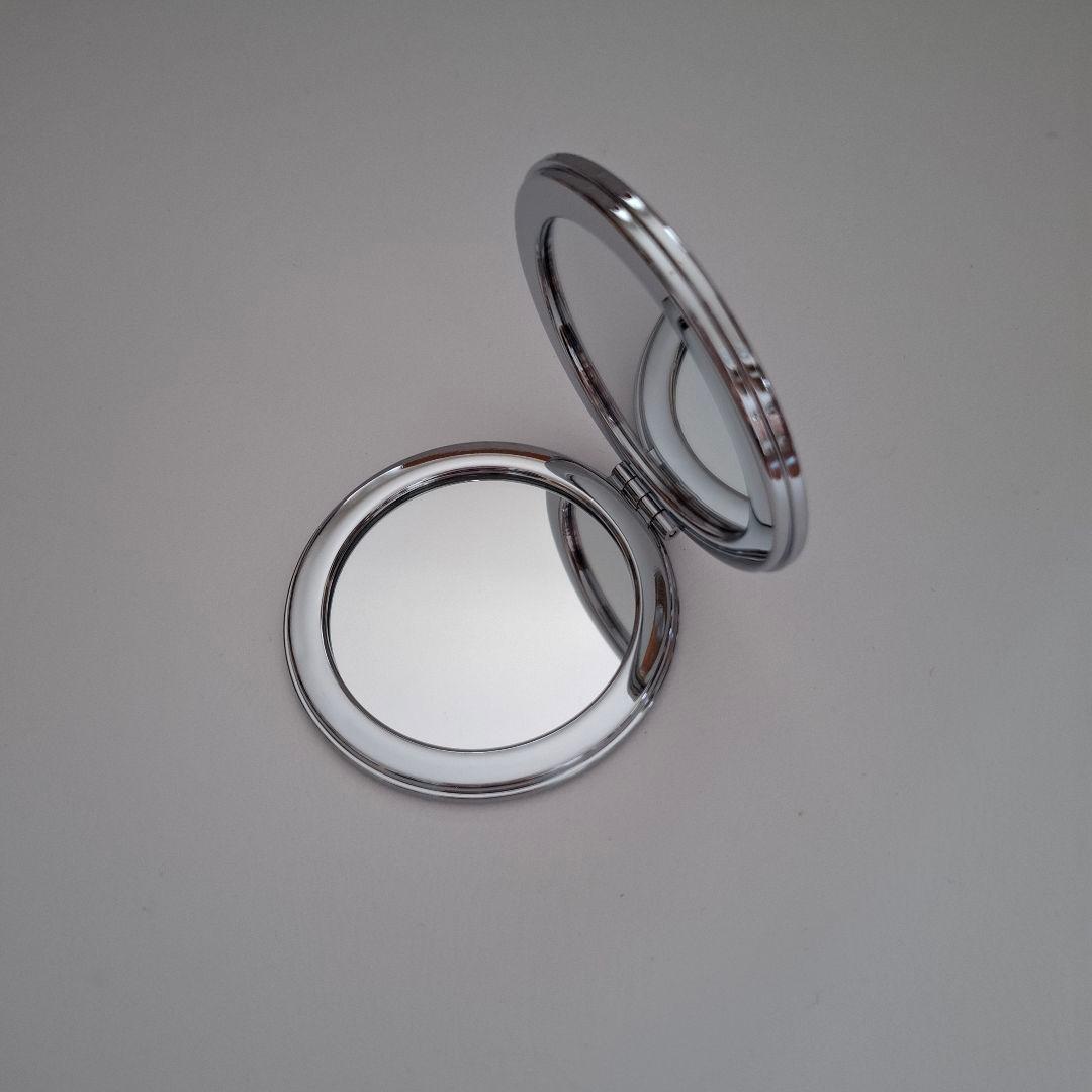 青い花柄 　コンパクト　両面ミラー 　丸い　薄い　軽い　かわいい