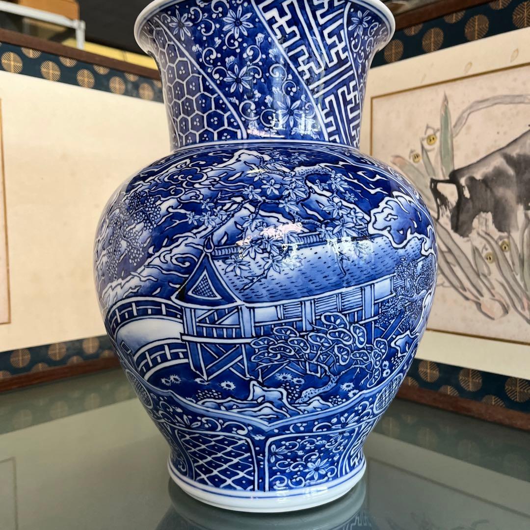 平戸三川内焼　裕祥窯　染付大花瓶