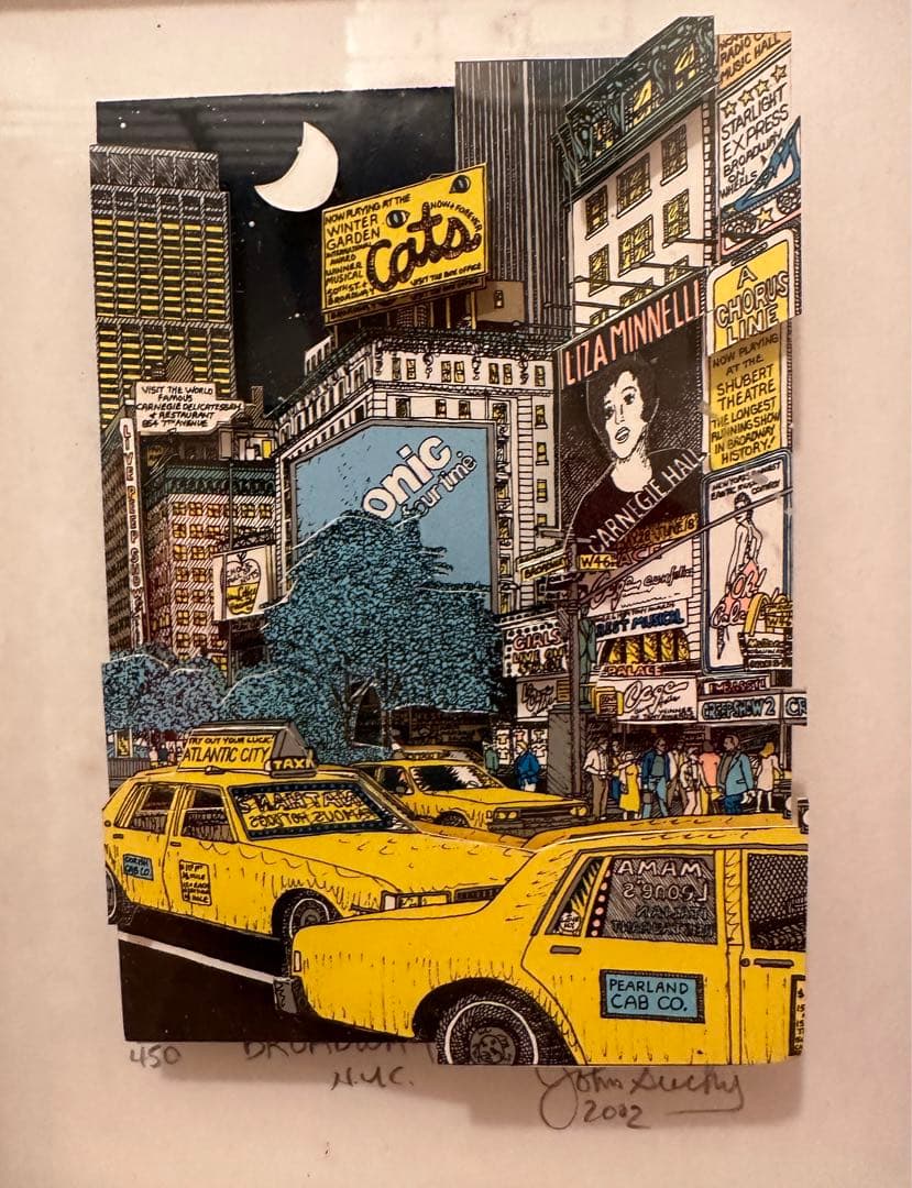 切り抜き絵、額付き、作者名入り