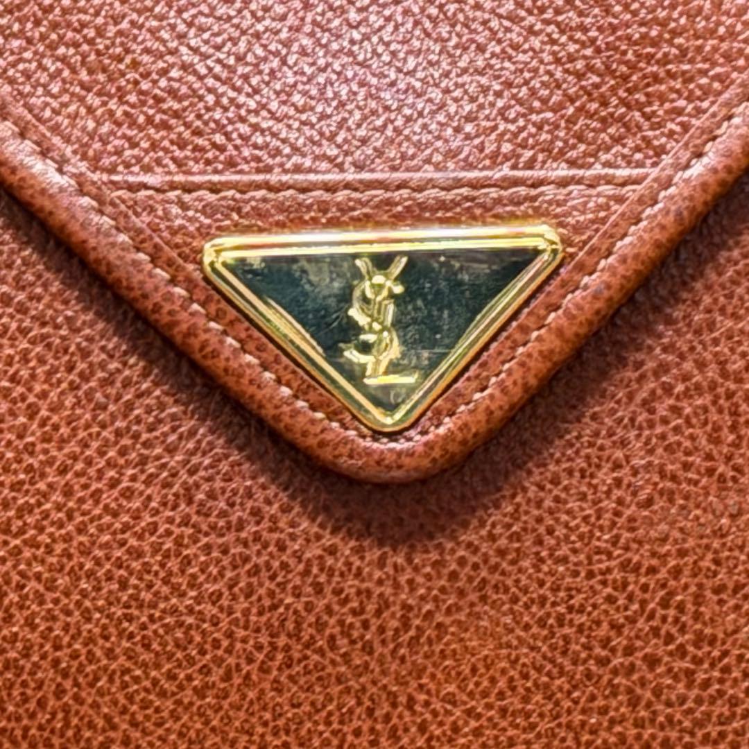 A*.様 YSLイヴ・サンローラン 本革ブラウンレザーショルダーバッグ茶ゴールド