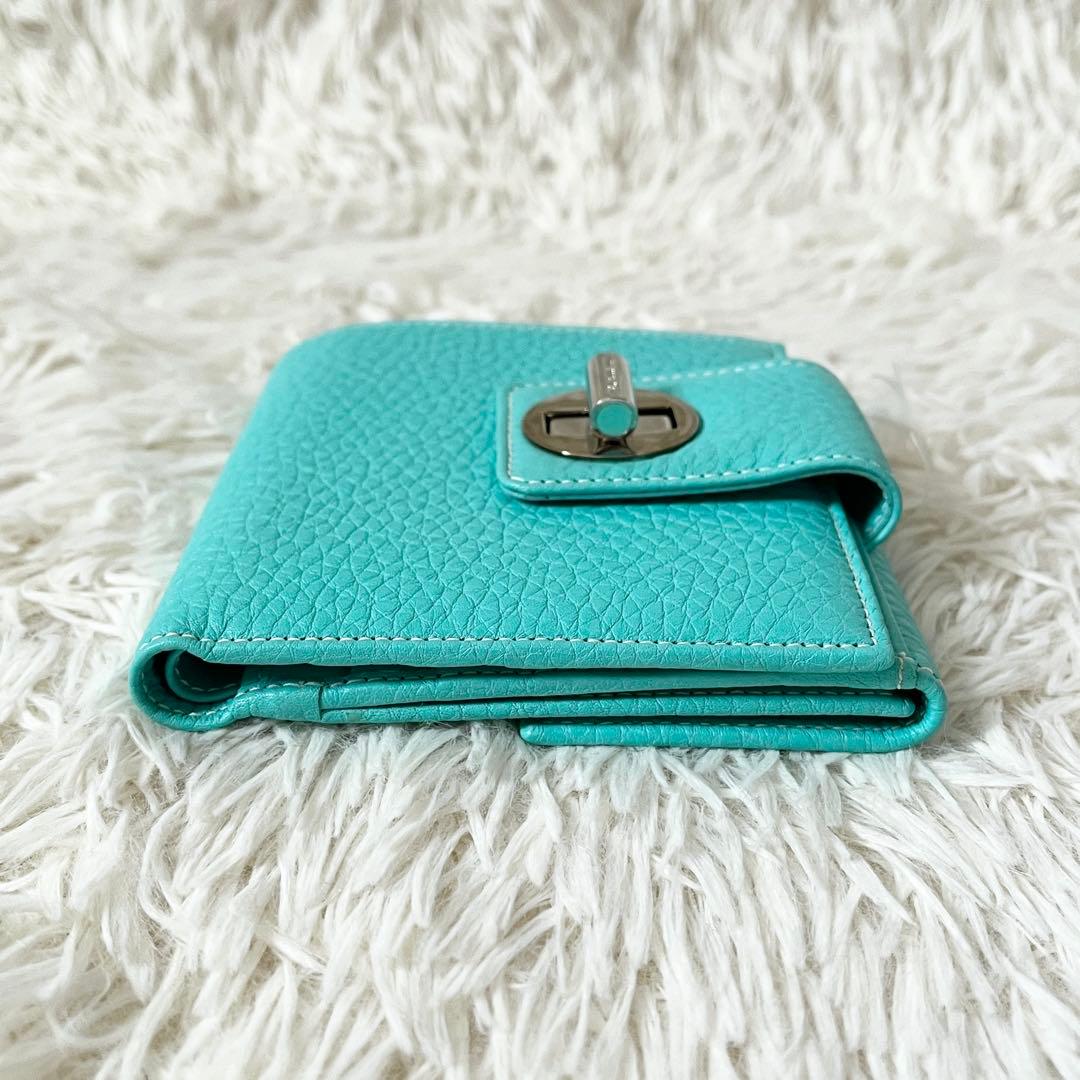 新品未使用✨ティファニー　二つ折り財布　ターンロック　ティファニーブルー　レザー